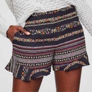LOFT Riviera Boho ruffle hem shorts